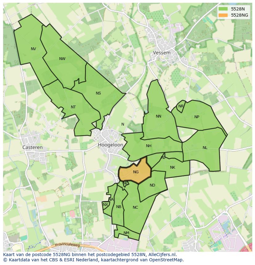 Afbeelding van het postcodegebied 5528 NG op de kaart.