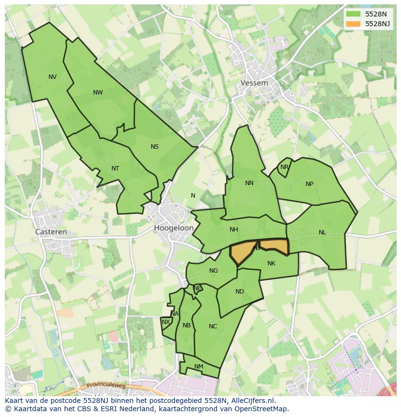 Afbeelding van het postcodegebied 5528 NJ op de kaart.
