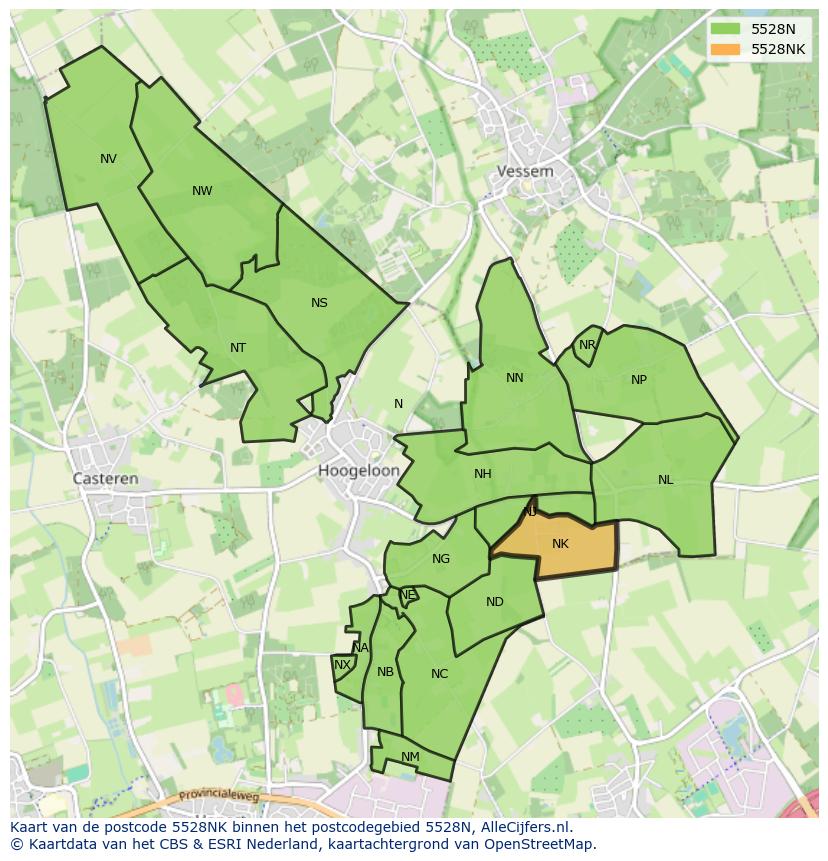 Afbeelding van het postcodegebied 5528 NK op de kaart.