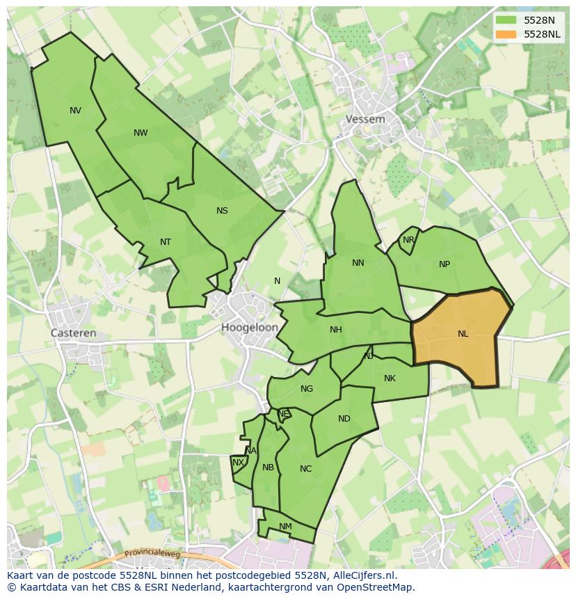 Afbeelding van het postcodegebied 5528 NL op de kaart.