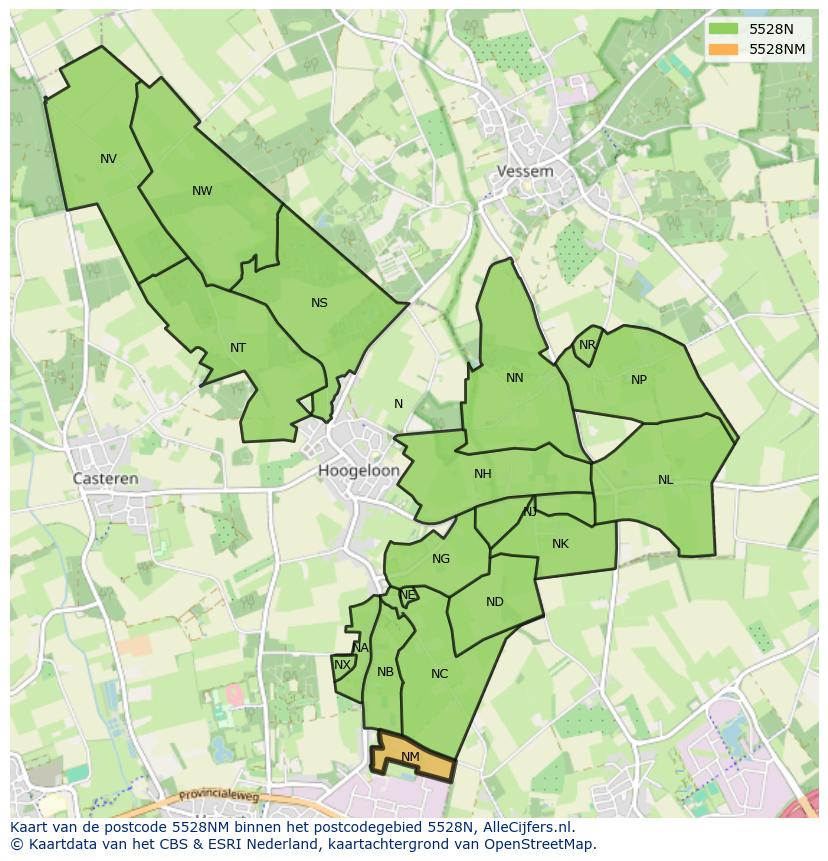 Afbeelding van het postcodegebied 5528 NM op de kaart.