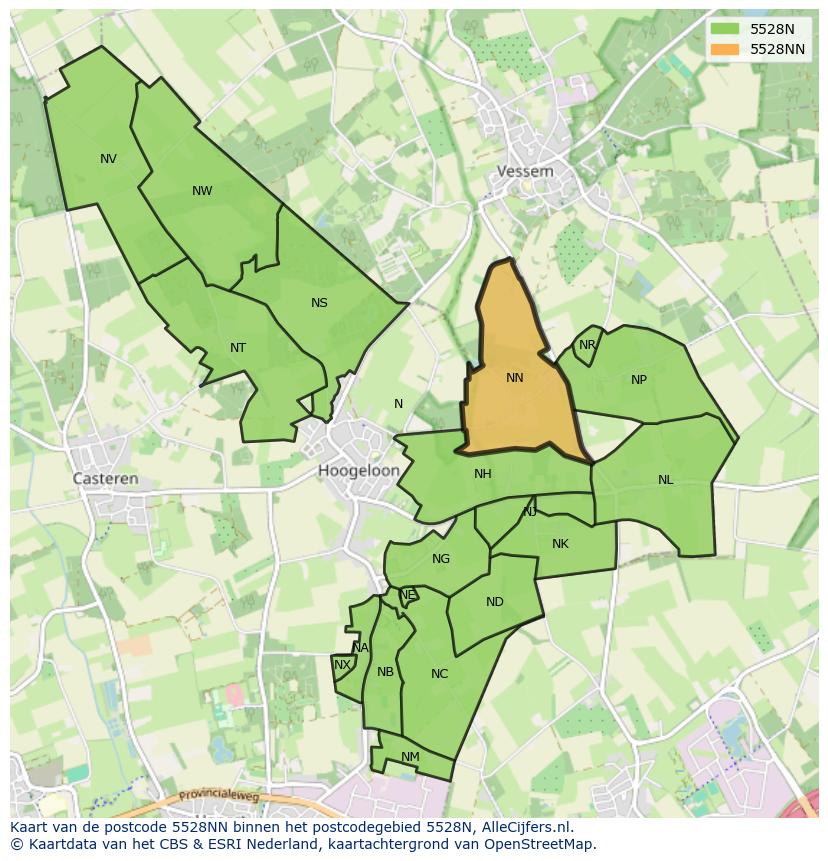 Afbeelding van het postcodegebied 5528 NN op de kaart.