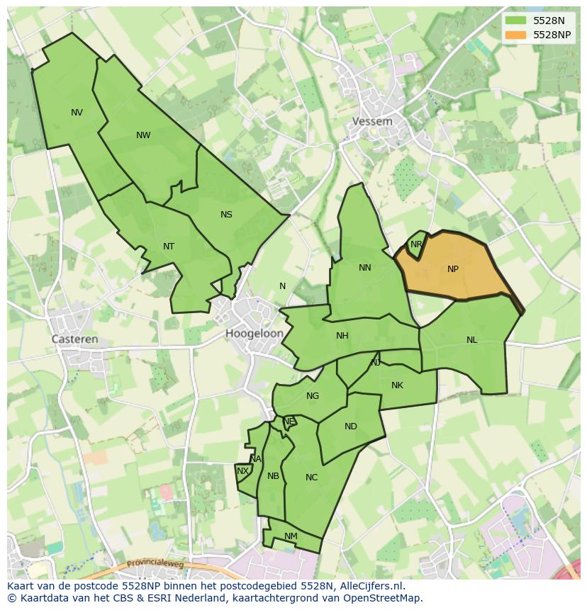 Afbeelding van het postcodegebied 5528 NP op de kaart.