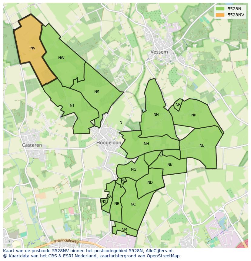 Afbeelding van het postcodegebied 5528 NV op de kaart.