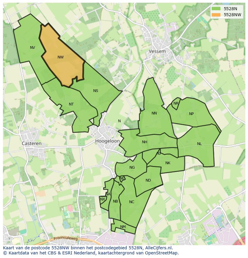 Afbeelding van het postcodegebied 5528 NW op de kaart.