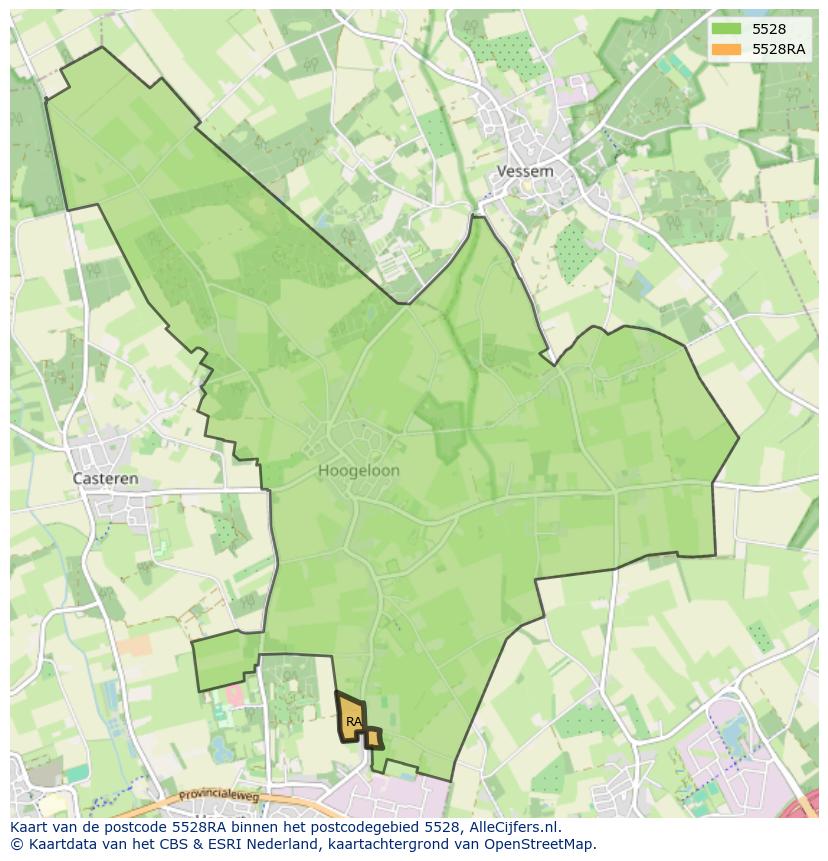 Afbeelding van het postcodegebied 5528 RA op de kaart.