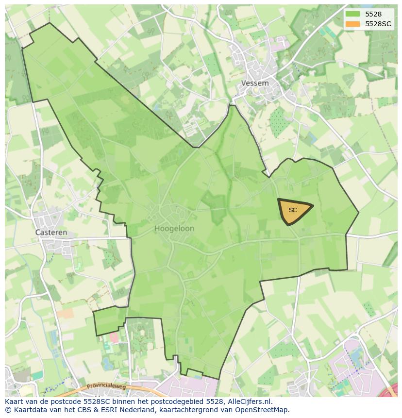 Afbeelding van het postcodegebied 5528 SC op de kaart.