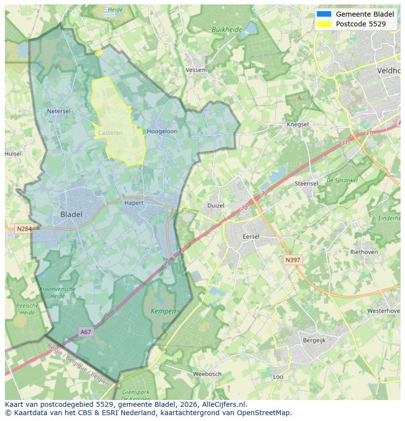 Afbeelding van het postcodegebied 5529 op de kaart.
