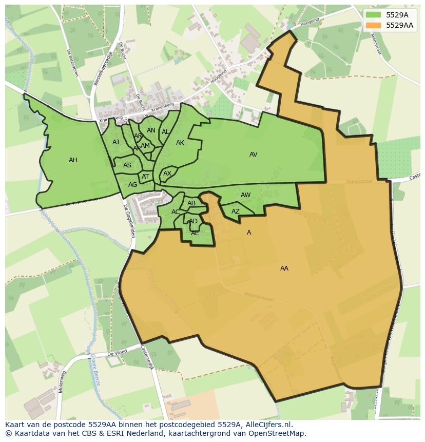 Afbeelding van het postcodegebied 5529 AA op de kaart.