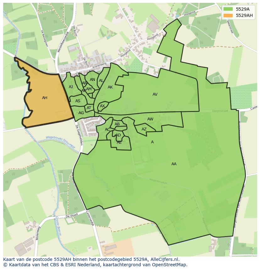 Afbeelding van het postcodegebied 5529 AH op de kaart.