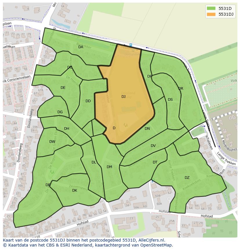 Afbeelding van het postcodegebied 5531 DJ op de kaart.