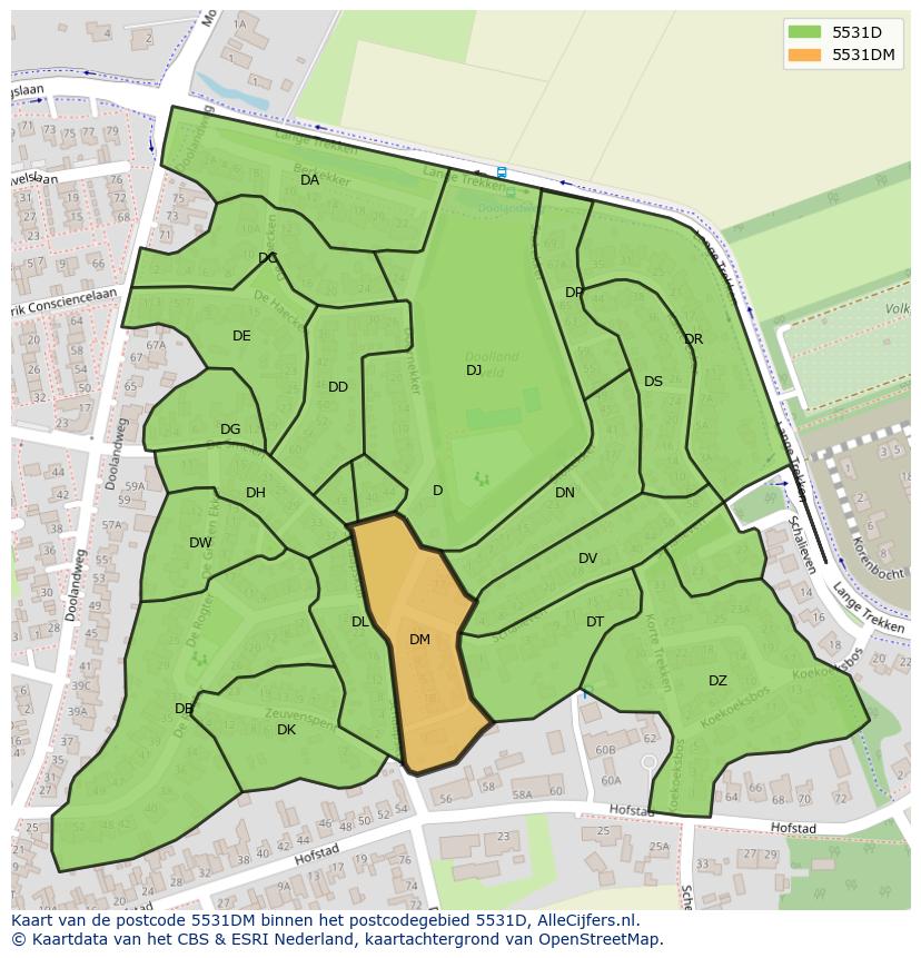 Afbeelding van het postcodegebied 5531 DM op de kaart.