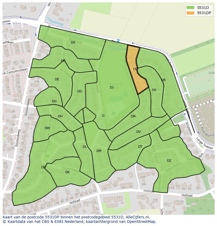 Afbeelding van het postcodegebied 5531 DP op de kaart.