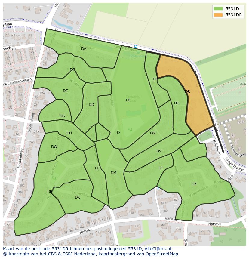Afbeelding van het postcodegebied 5531 DR op de kaart.