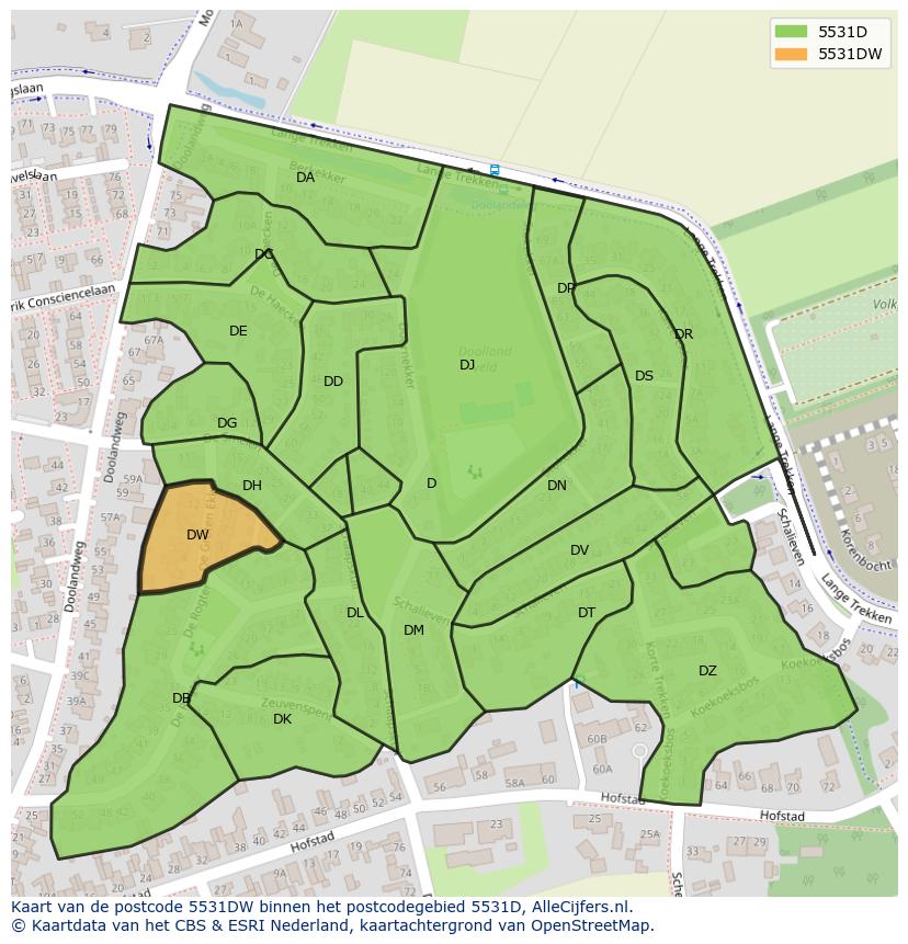 Afbeelding van het postcodegebied 5531 DW op de kaart.