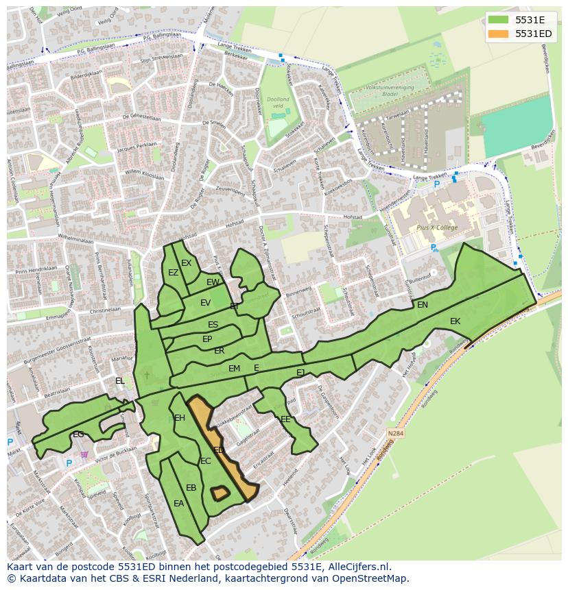 Afbeelding van het postcodegebied 5531 ED op de kaart.