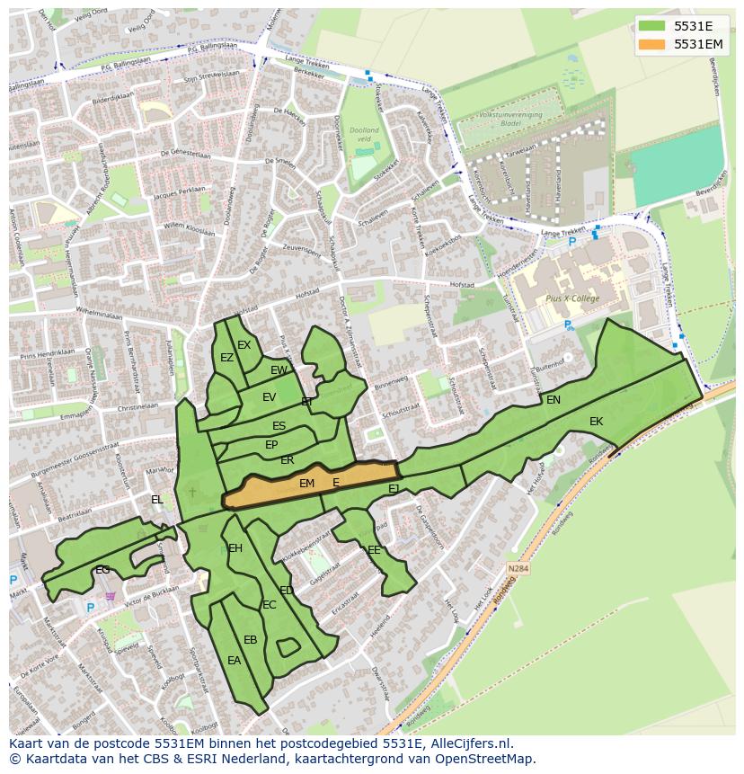 Afbeelding van het postcodegebied 5531 EM op de kaart.