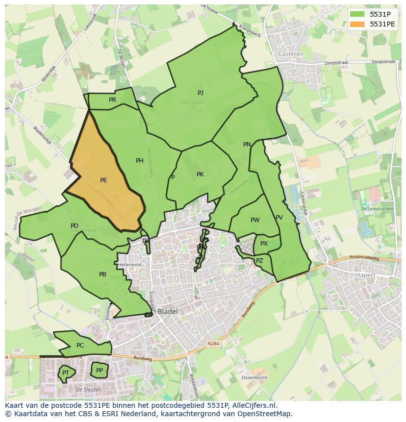Afbeelding van het postcodegebied 5531 PE op de kaart.