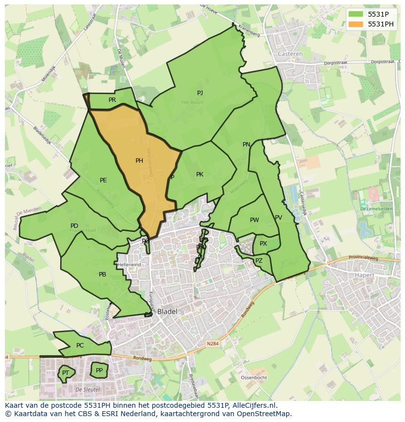 Afbeelding van het postcodegebied 5531 PH op de kaart.