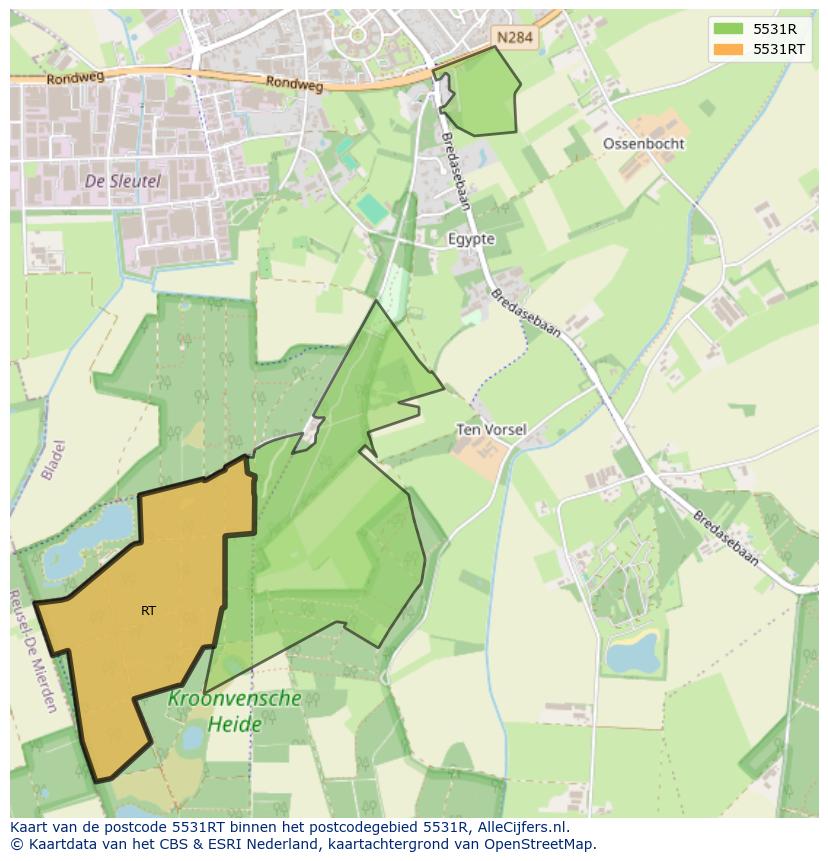 Afbeelding van het postcodegebied 5531 RT op de kaart.