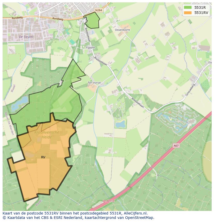 Afbeelding van het postcodegebied 5531 RV op de kaart.
