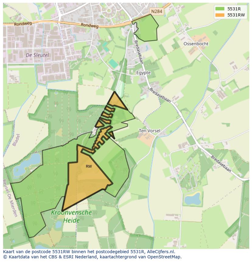 Afbeelding van het postcodegebied 5531 RW op de kaart.