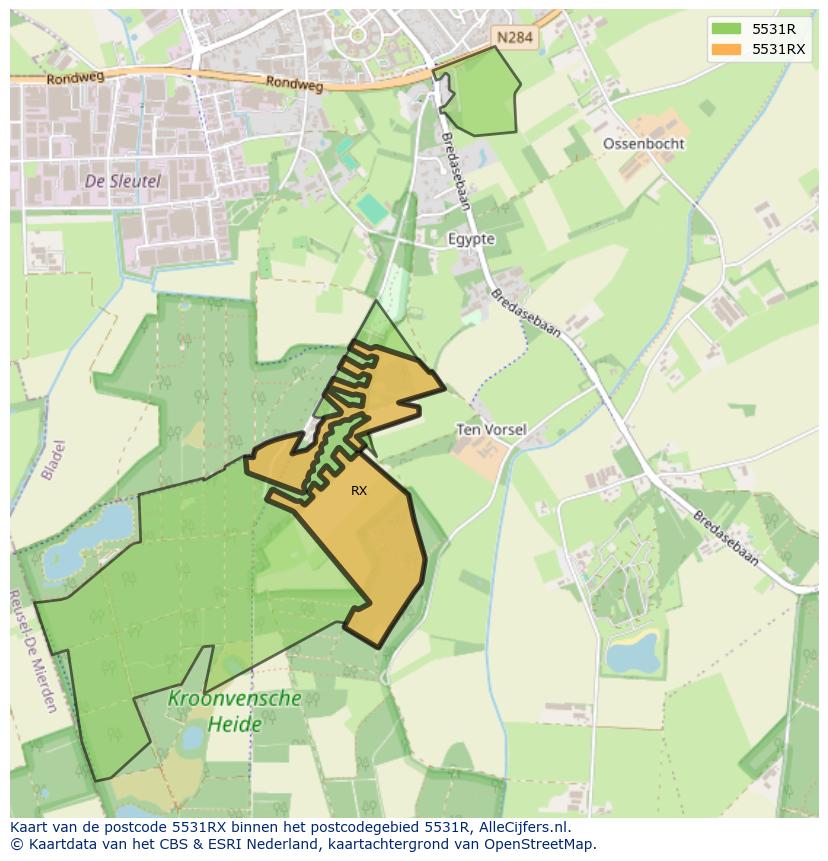 Afbeelding van het postcodegebied 5531 RX op de kaart.