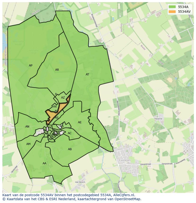 Afbeelding van het postcodegebied 5534 AV op de kaart.