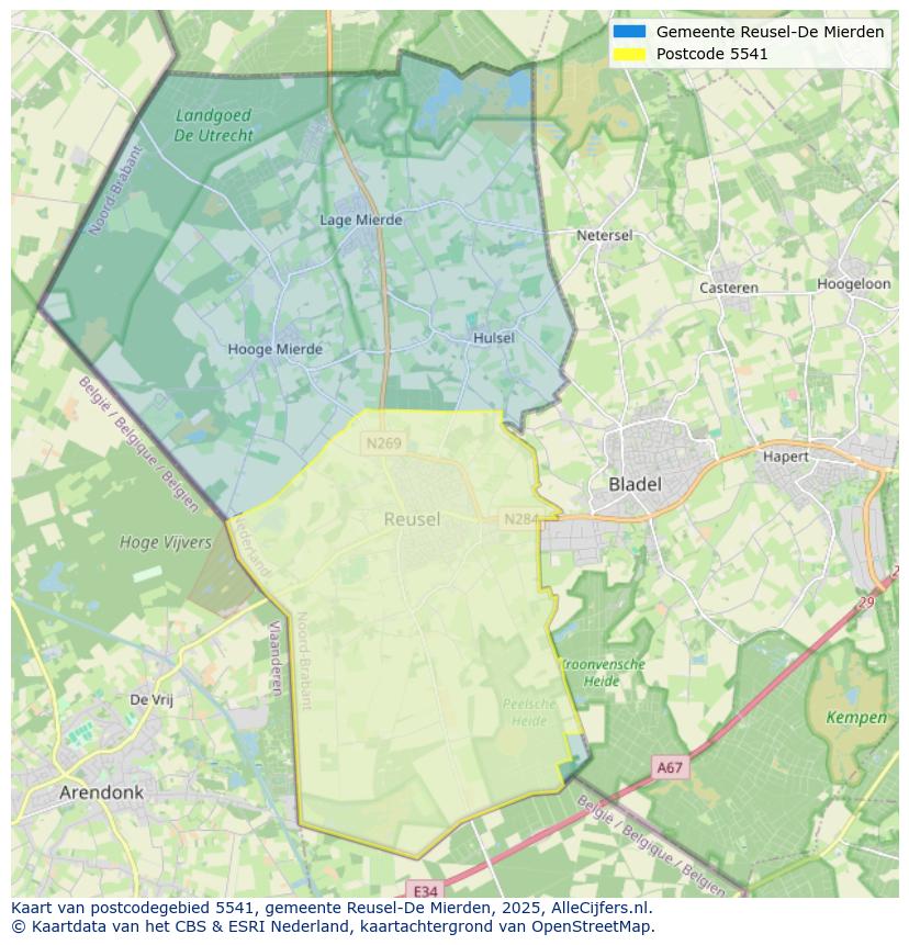 Afbeelding van het postcodegebied 5541 op de kaart.