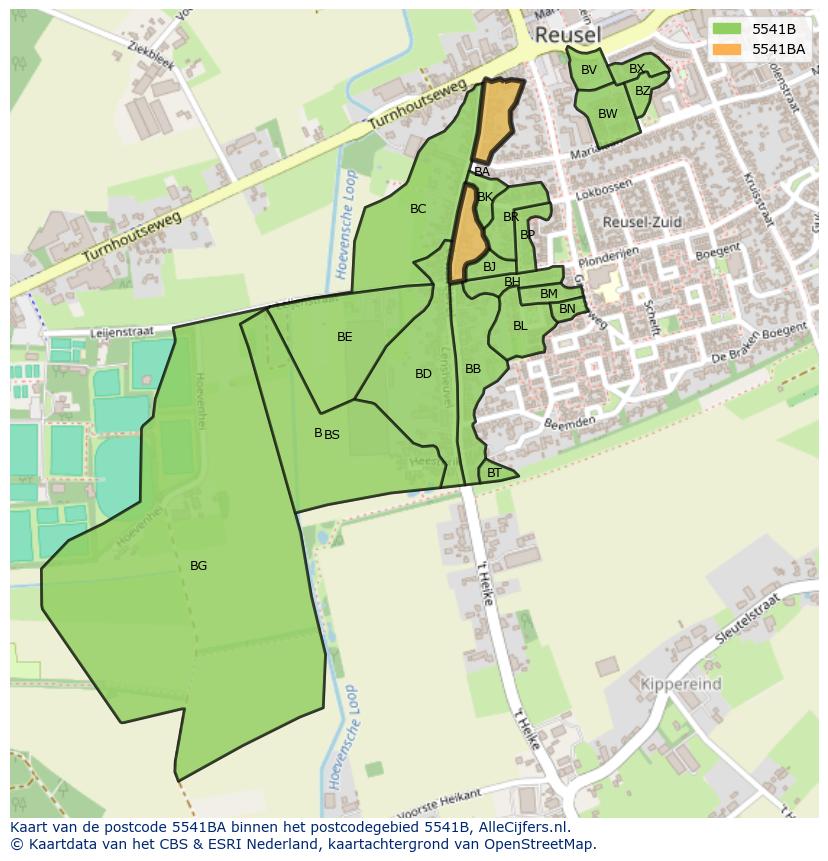Afbeelding van het postcodegebied 5541 BA op de kaart.