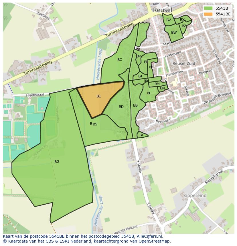 Afbeelding van het postcodegebied 5541 BE op de kaart.