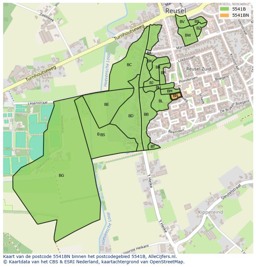 Afbeelding van het postcodegebied 5541 BN op de kaart.