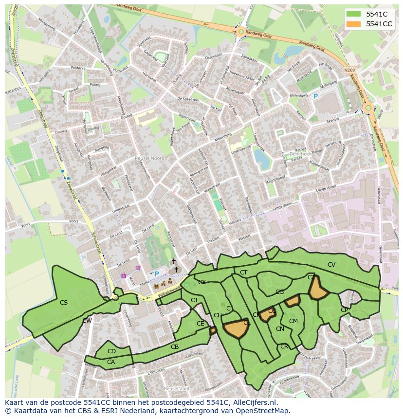 Afbeelding van het postcodegebied 5541 CC op de kaart.