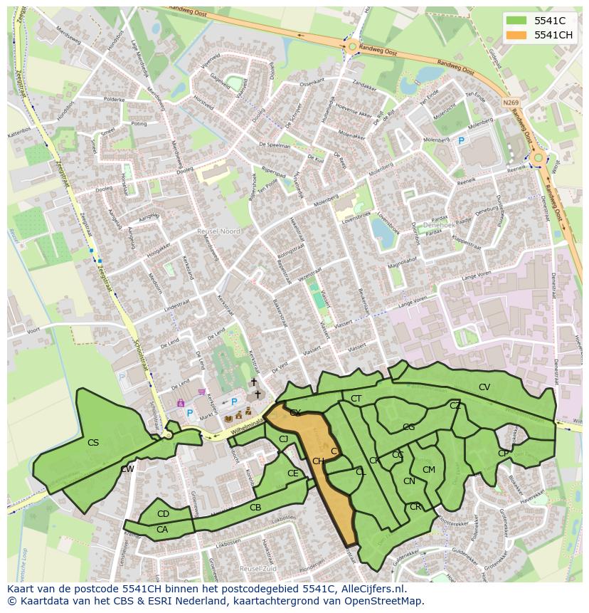 Afbeelding van het postcodegebied 5541 CH op de kaart.