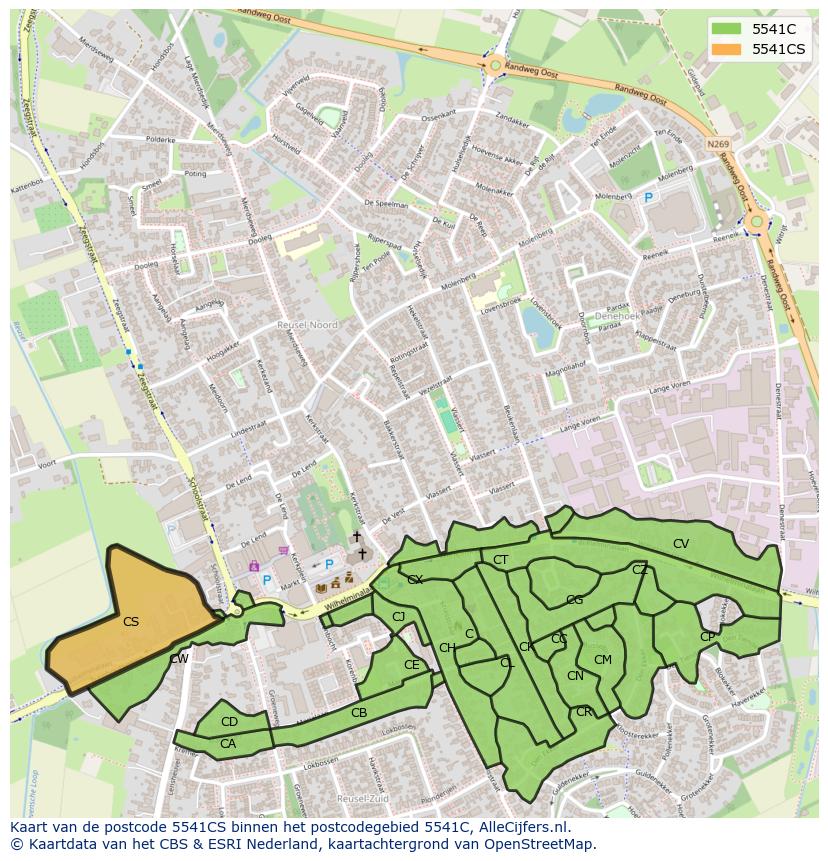 Afbeelding van het postcodegebied 5541 CS op de kaart.