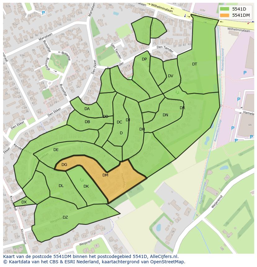 Afbeelding van het postcodegebied 5541 DM op de kaart.