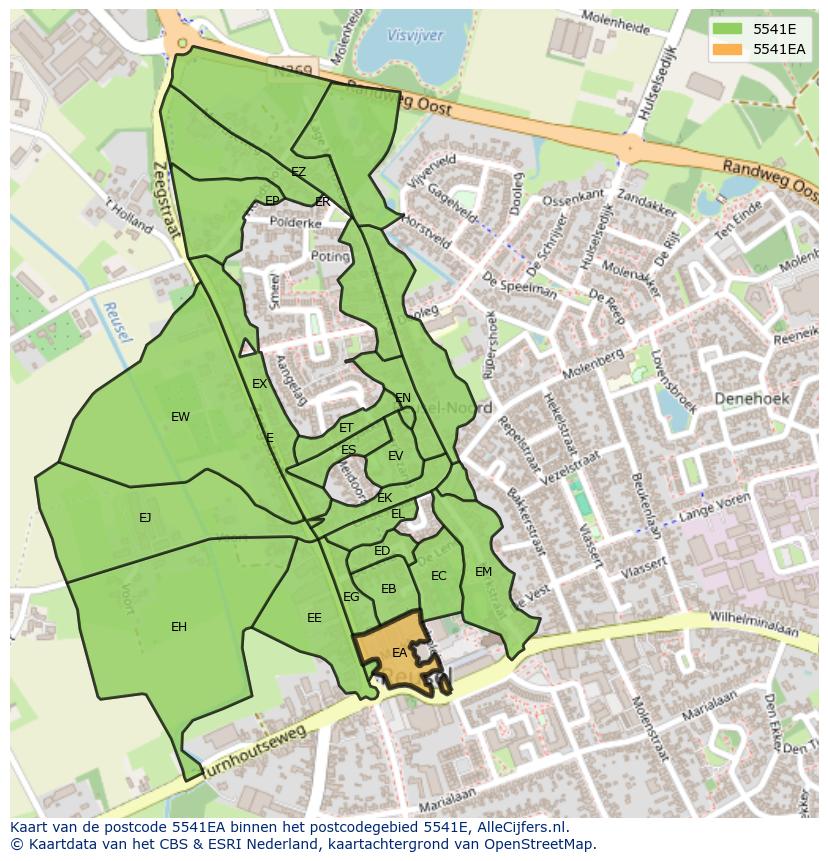 Afbeelding van het postcodegebied 5541 EA op de kaart.