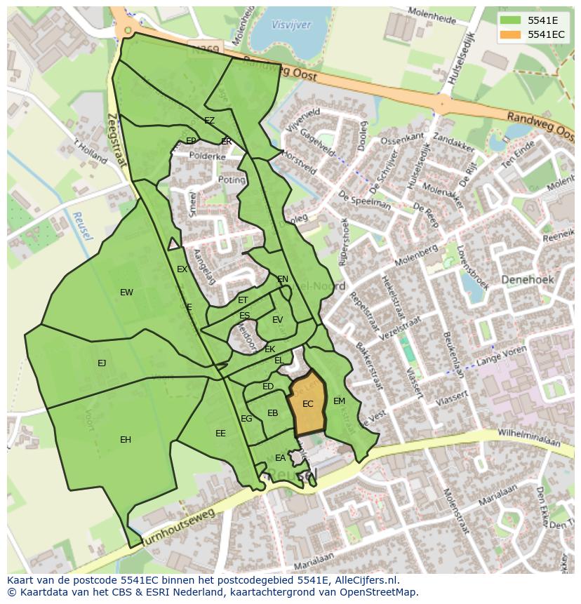 Afbeelding van het postcodegebied 5541 EC op de kaart.