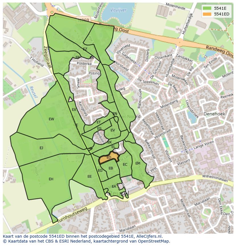 Afbeelding van het postcodegebied 5541 ED op de kaart.