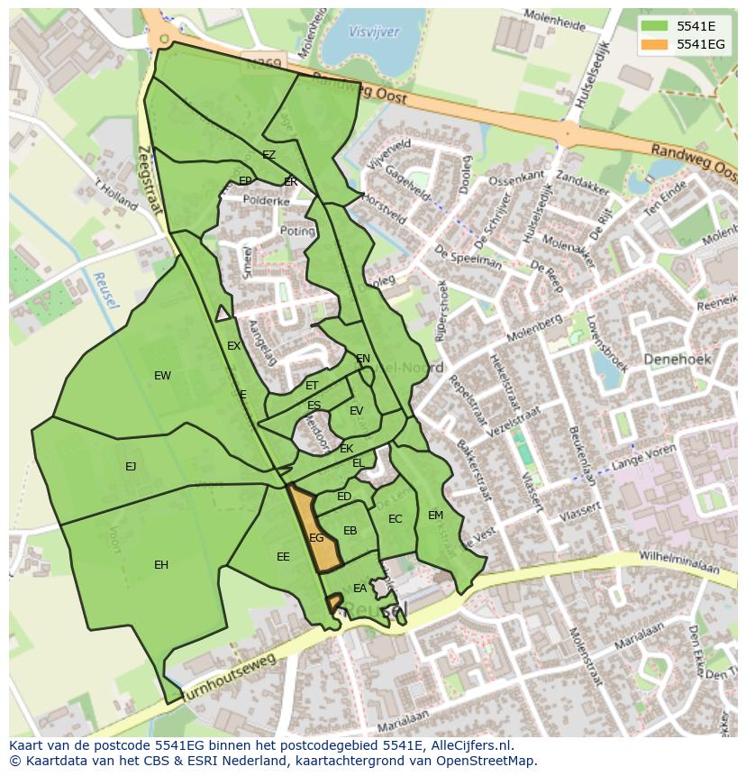 Afbeelding van het postcodegebied 5541 EG op de kaart.