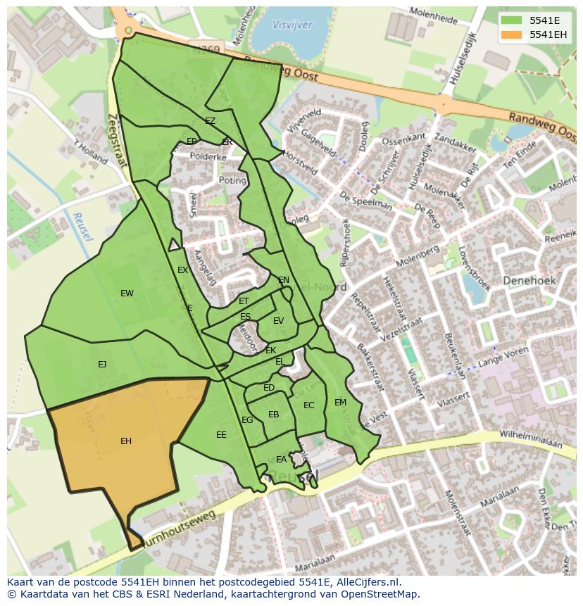 Afbeelding van het postcodegebied 5541 EH op de kaart.