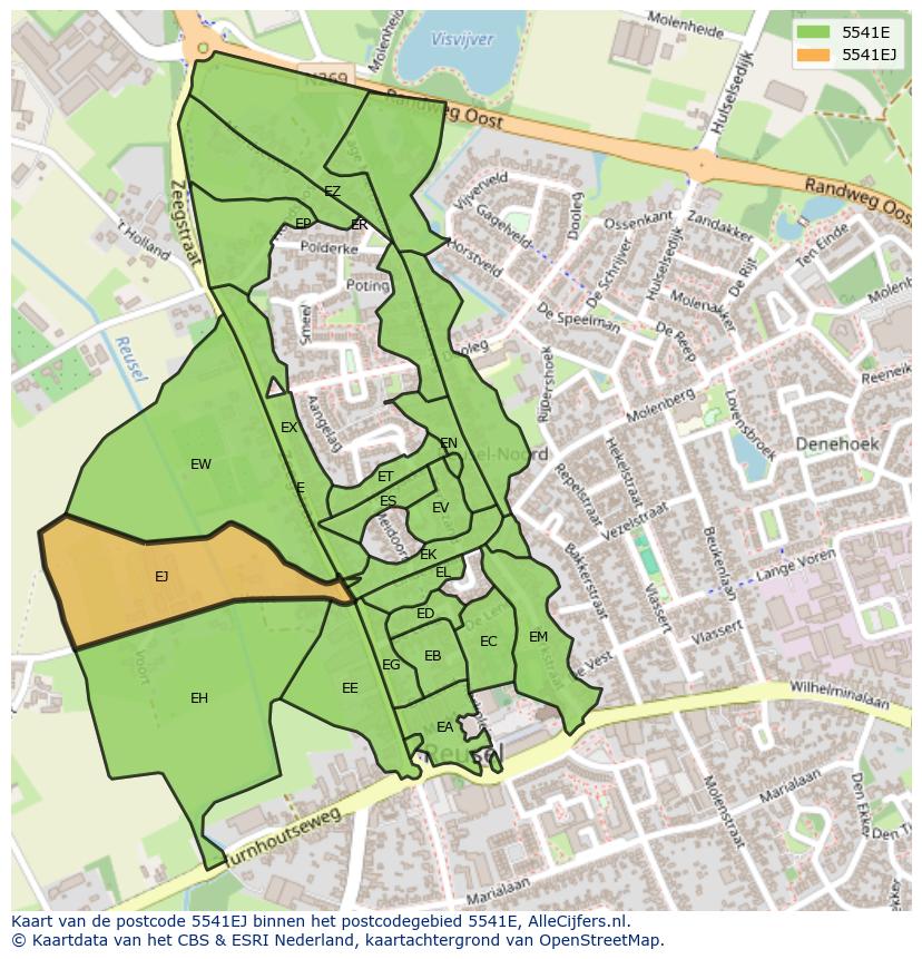 Afbeelding van het postcodegebied 5541 EJ op de kaart.