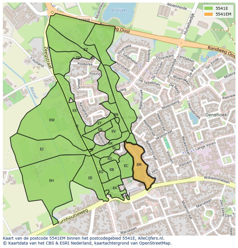 Afbeelding van het postcodegebied 5541 EM op de kaart.