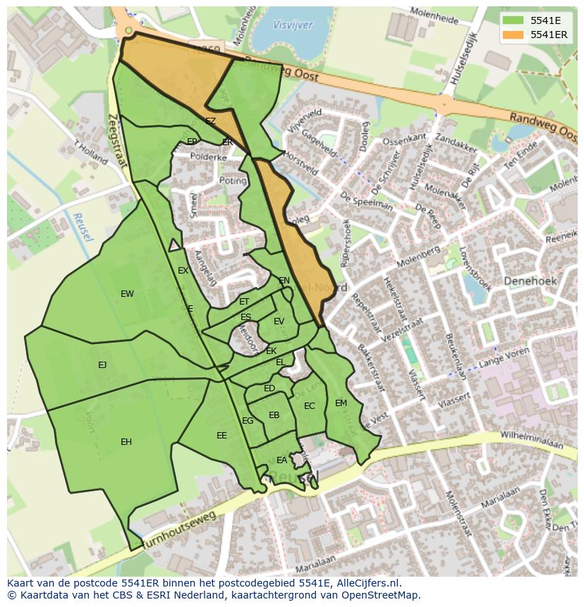 Afbeelding van het postcodegebied 5541 ER op de kaart.