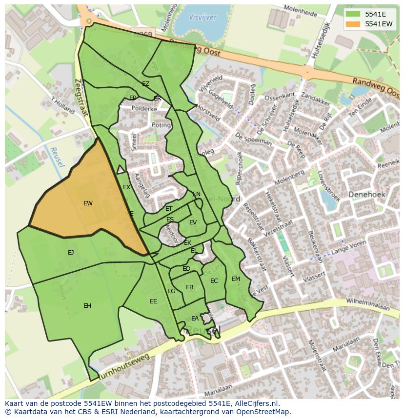 Afbeelding van het postcodegebied 5541 EW op de kaart.