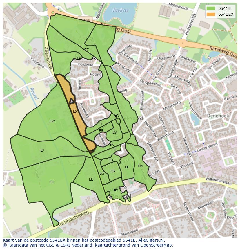 Afbeelding van het postcodegebied 5541 EX op de kaart.
