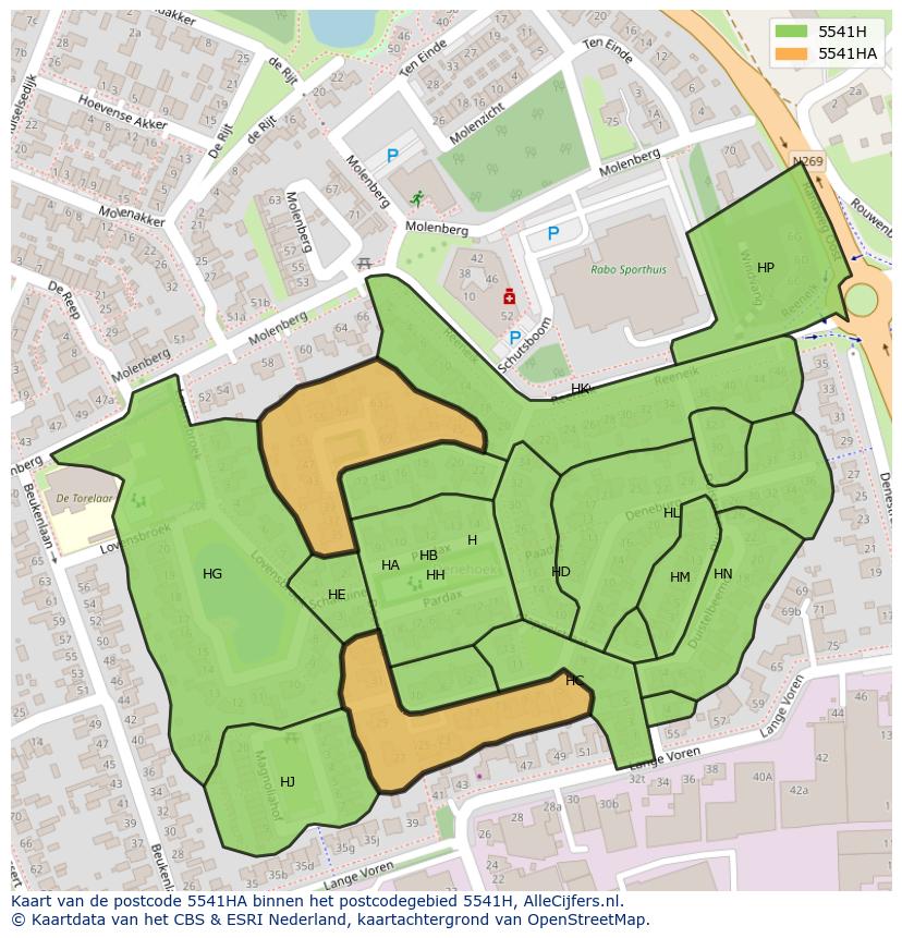 Afbeelding van het postcodegebied 5541 HA op de kaart.