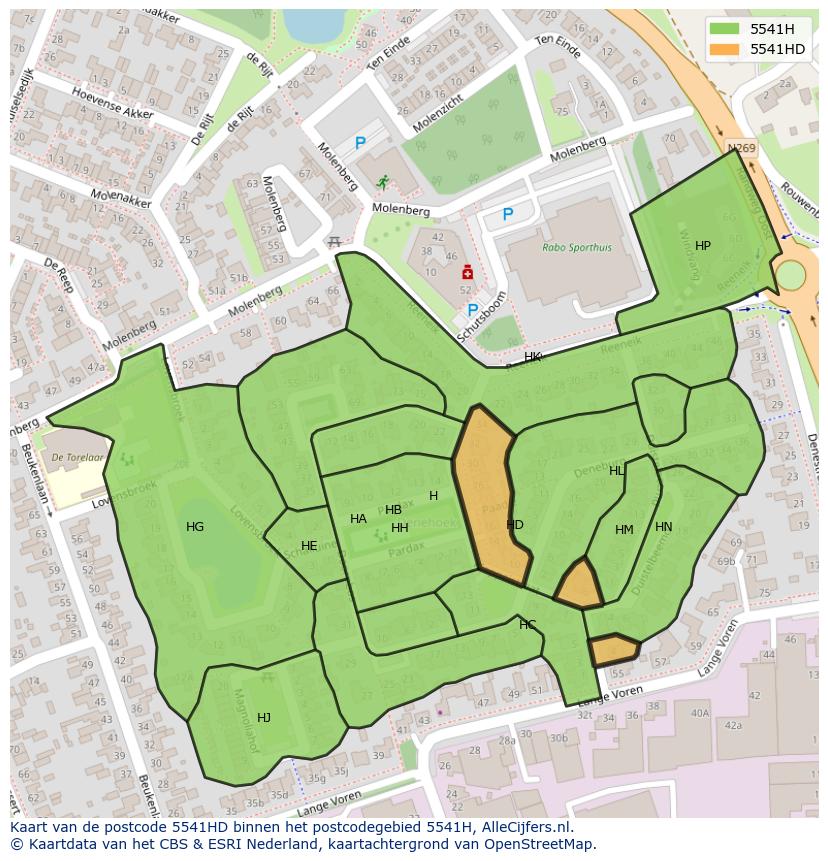 Afbeelding van het postcodegebied 5541 HD op de kaart.