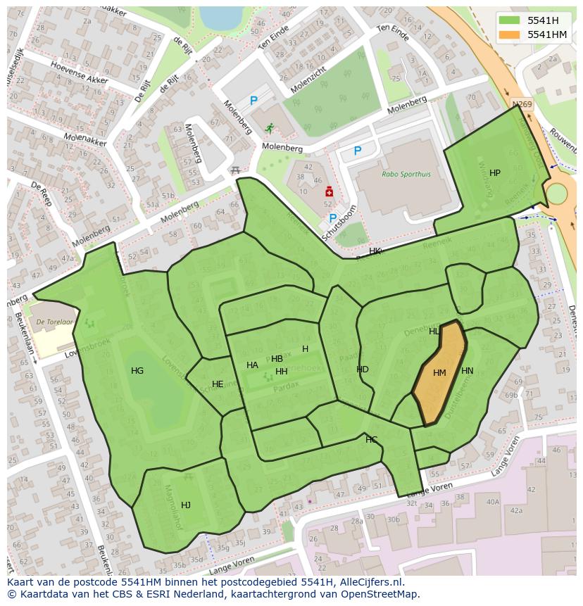Afbeelding van het postcodegebied 5541 HM op de kaart.