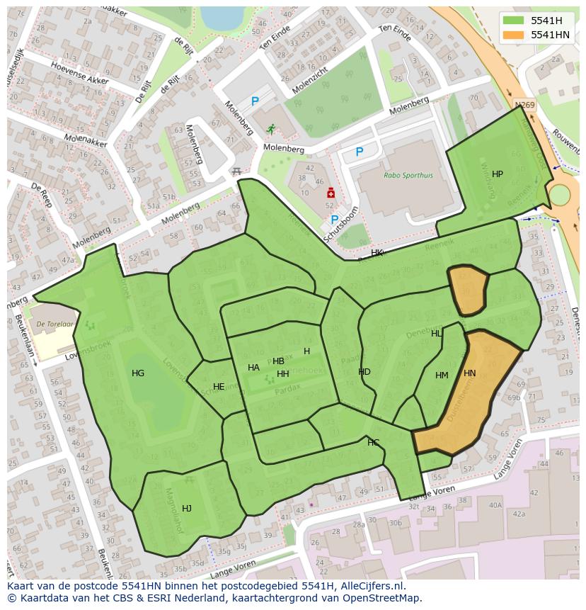 Afbeelding van het postcodegebied 5541 HN op de kaart.